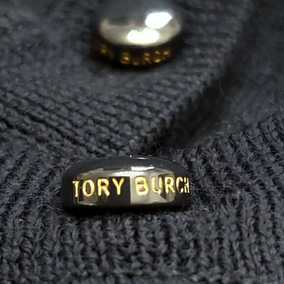 Tory Burch Navy Blue 100% Merino Wool Button-Up Cardigan Sweater Size Small - Picture 5 of 14